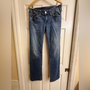 True Religion Women's Straight Leg Blue Jeans